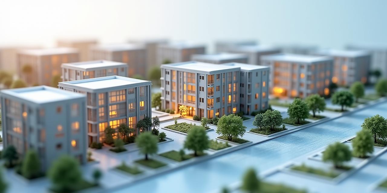 Maqueta arquitectónica de complejo residencial