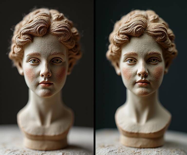 Proceso de restauración de miniatura antes y después